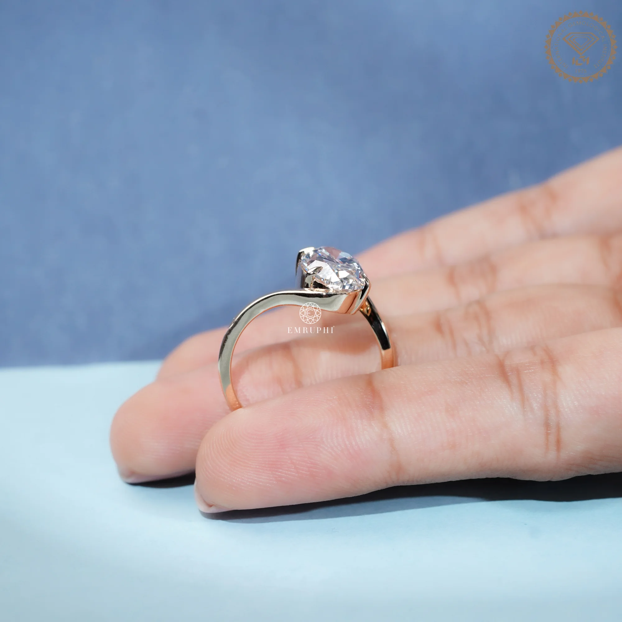 Oval Lab Grown Diamond Engagement Ring, Modern Wave Solitaire Ring — view 13