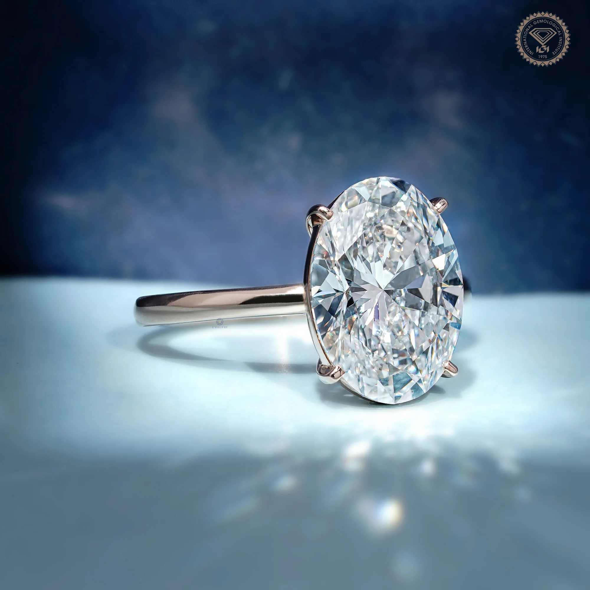 5 CT Oval Cut Lab Grown Diamond Solitaire Engagement Ring, 14K Gold Classic 4 Prong Ring — view 3