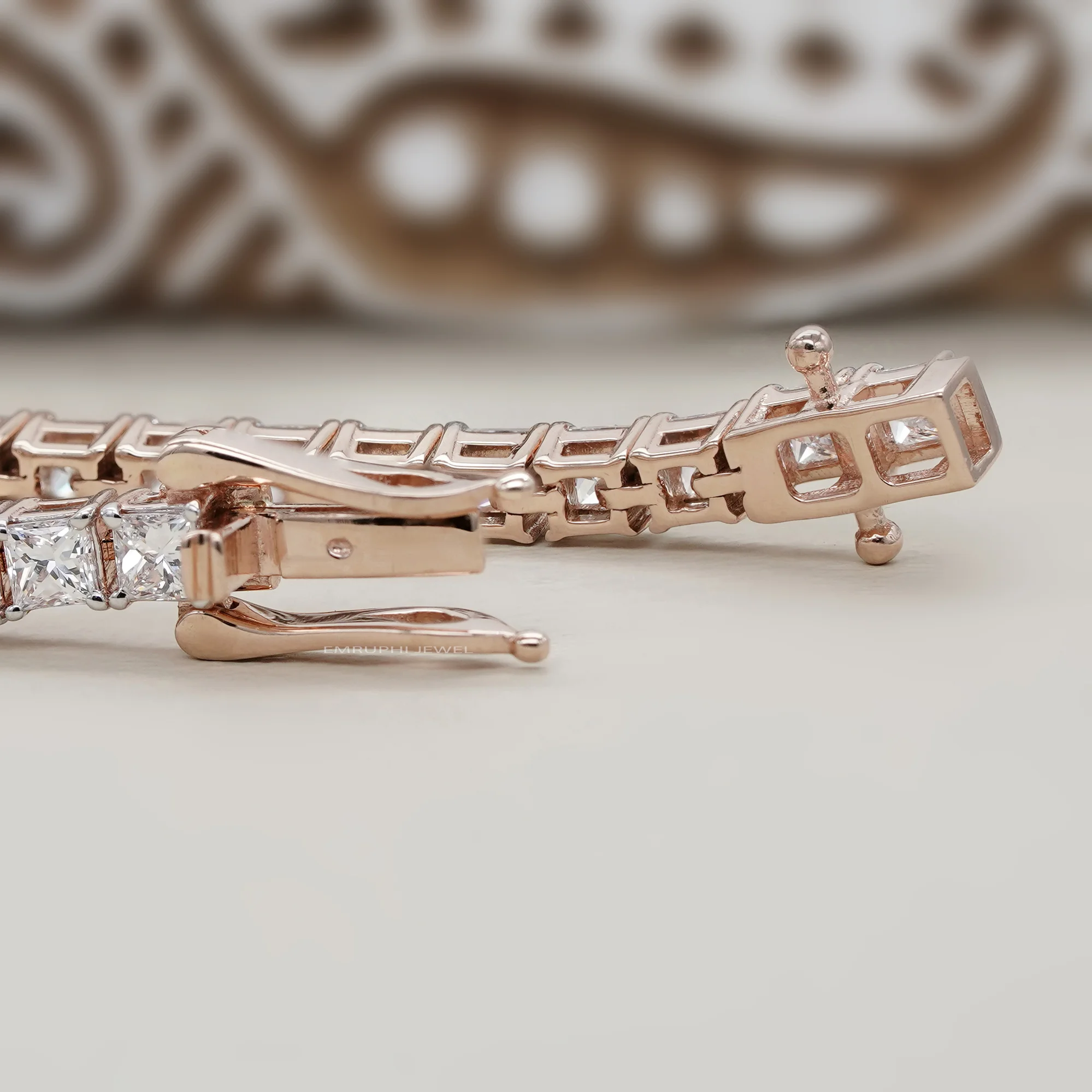 Princess Cut Lab Grown Diamond Tennis Bracelet, Gold Solitaire Bracelet — view 4