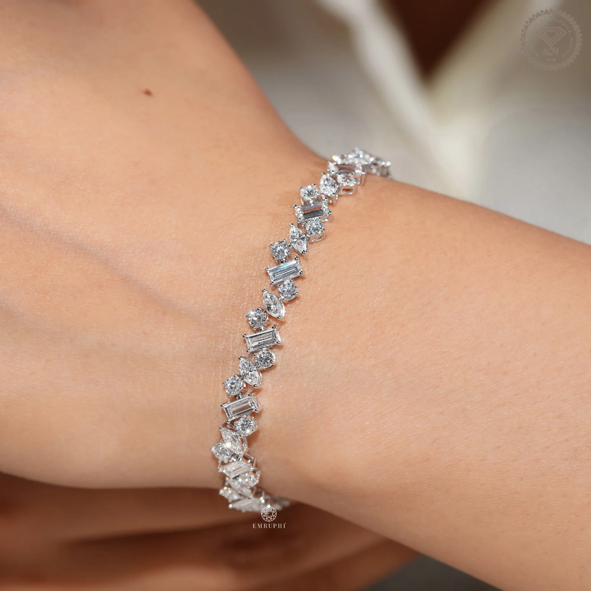 Multi Stone Tennis Bracelet For Women, Lab Diamond Bracelet in 14K Gold — view 9