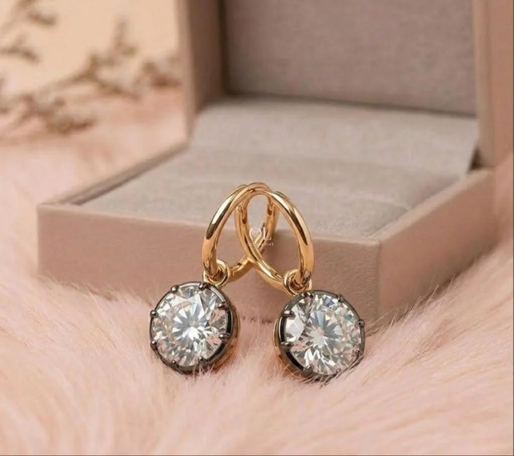 14k Yellow Gold 2ct Lab Grown Old Mine Diamond Earrings for Women — view 2