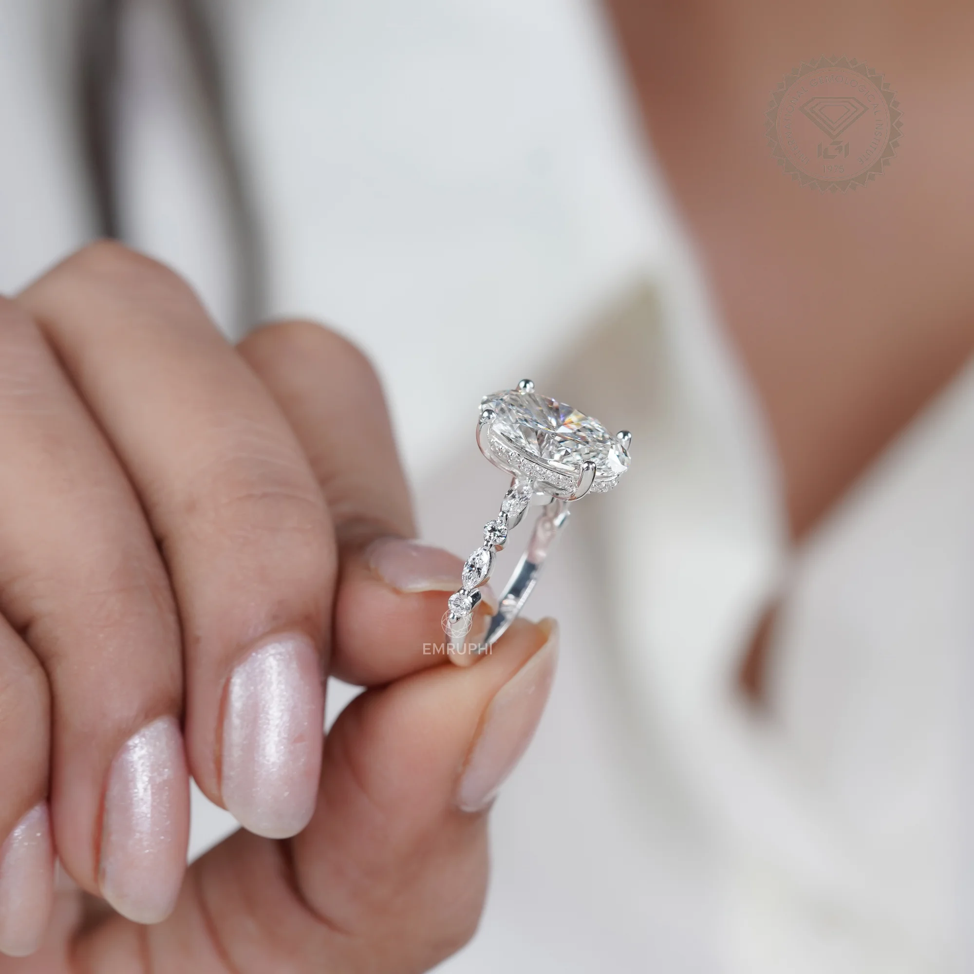 Brilliant Oval Cut Solitaire Engagement Ring, Oval Lab Diamond Anniversary Ring, Oval Proposal Ring for Her — view 14