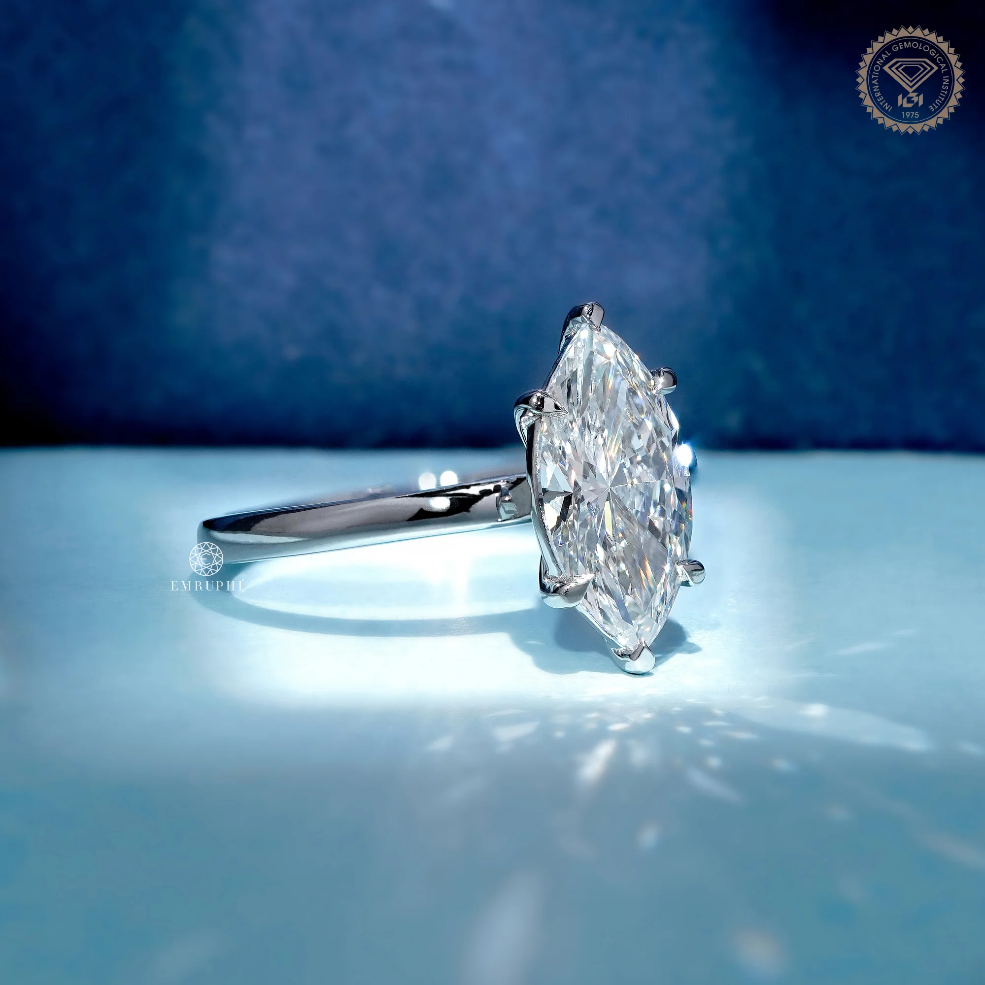 Marquise Lab Grown Diamond Engagement Ring 14K Gold, IGI Certified — view 3