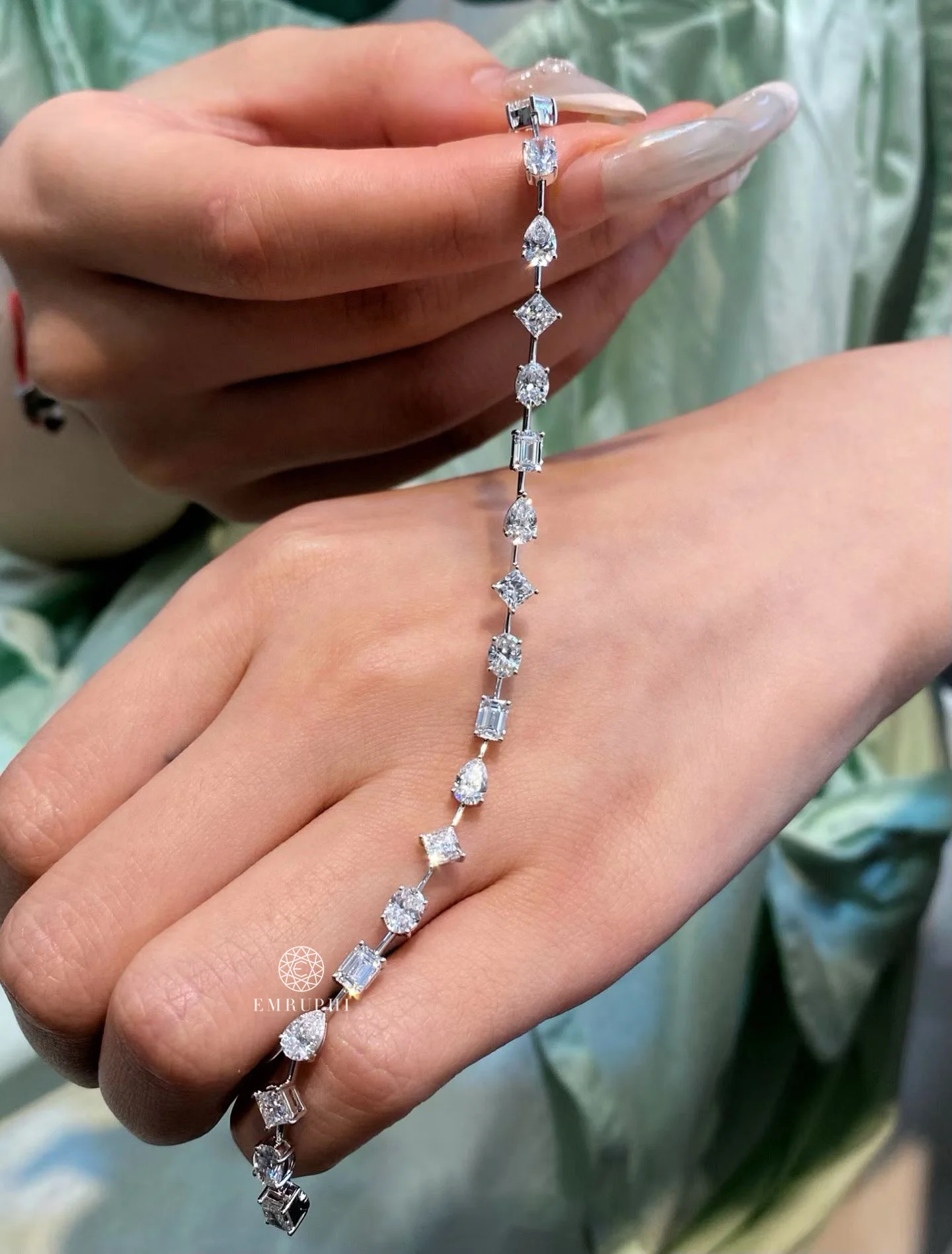 Multi Stone Diamond Bracelet, 14K Solid Gold Tennis Bracelet, Lab Diamond Bracelet, Certified Diamond Bracelet — view 2