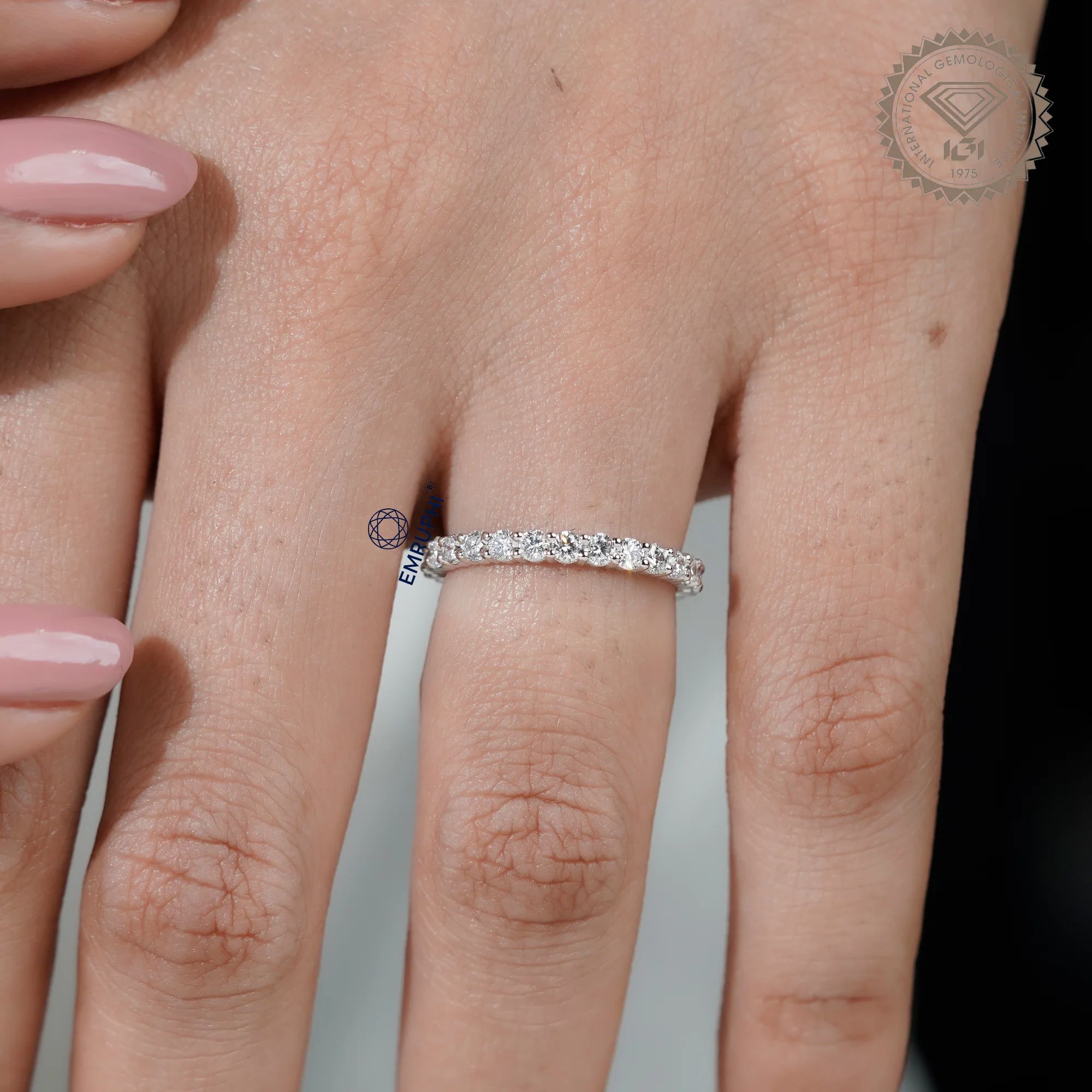 14k Gold Full Eternity Band, Round Lab-Grown Diamond daily wear Ring — view 15