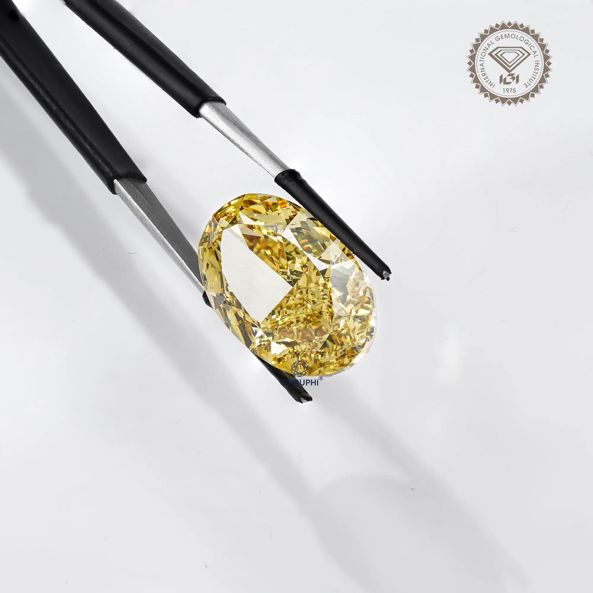 46 Carat Oval Fancy Yellow Lab Grown Diamond, Loose IGI Certified Diamond — view 5
