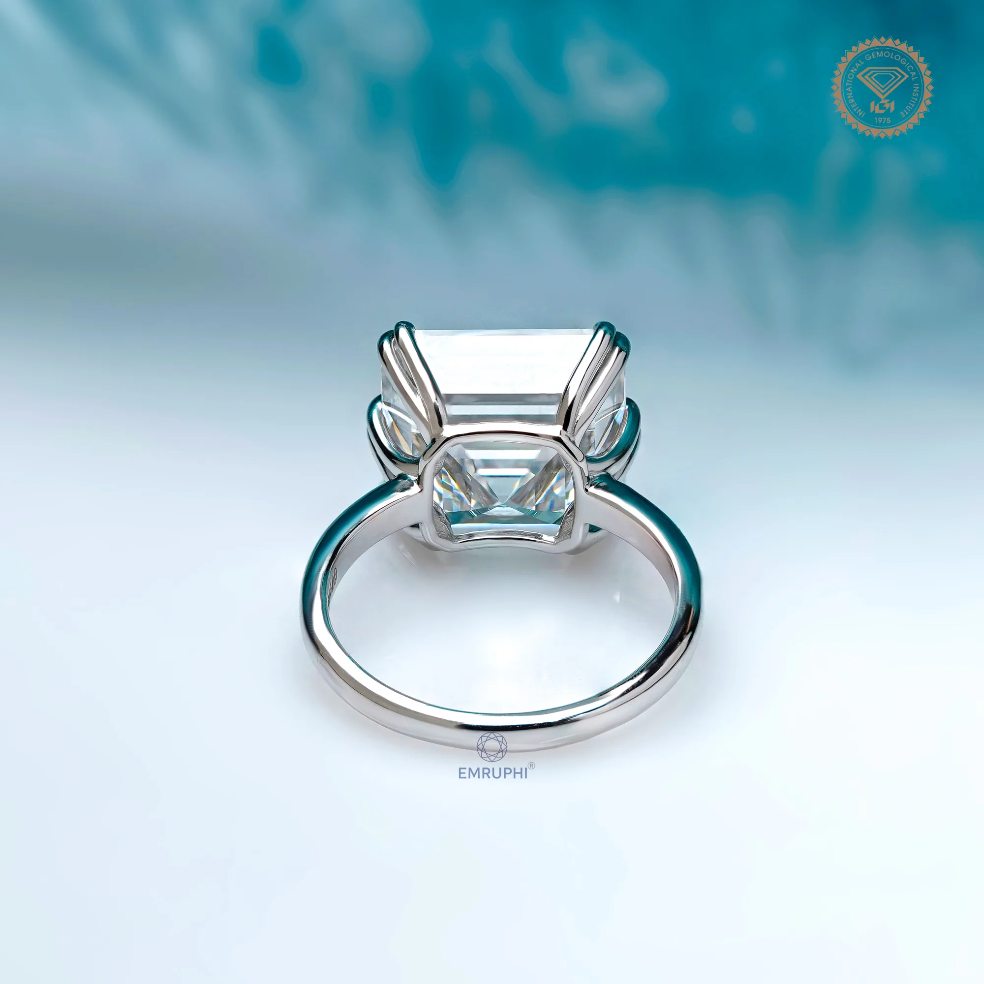 7 Carat Asscher Cut Lab Grown Diamond Engagement Ring — view 4