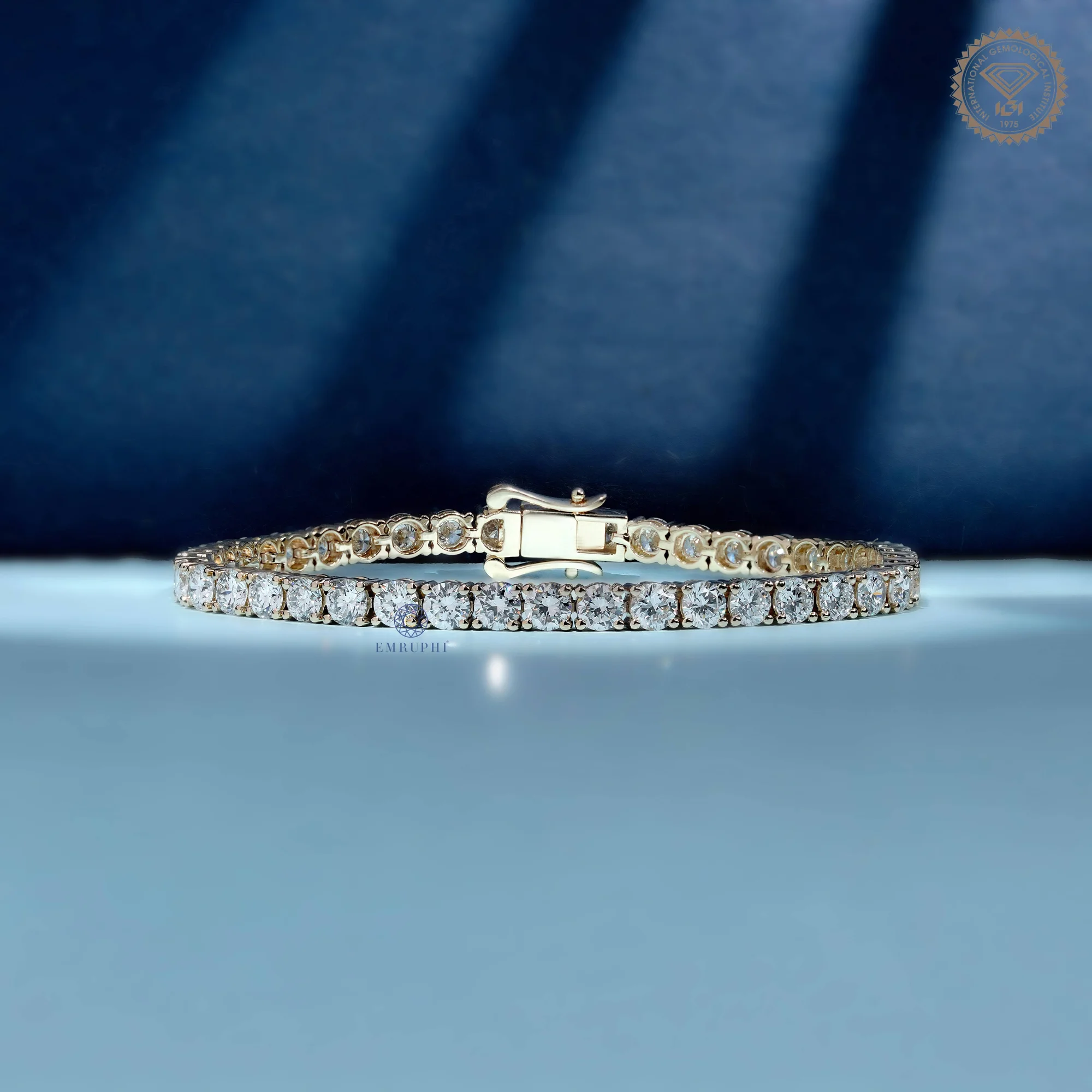 14K Solid Gold Lab Grown Diamond Tennis Bracelet, Round Brilliant DEF VS Clarity — view 2