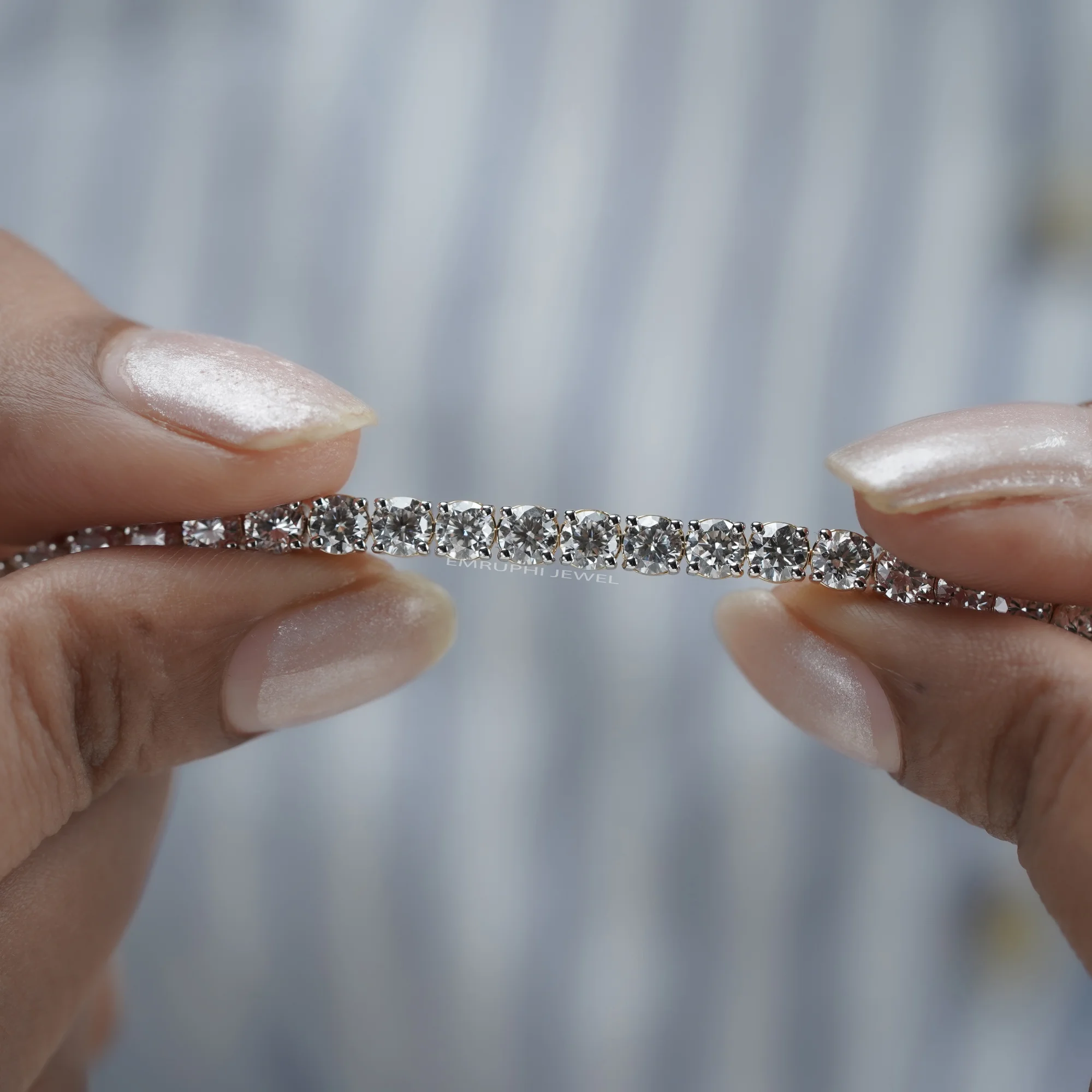 Round Cut Lab Grown Diamond Tennis Bracelet, Classic Yellow Gold Diamond Bracelet — view 10