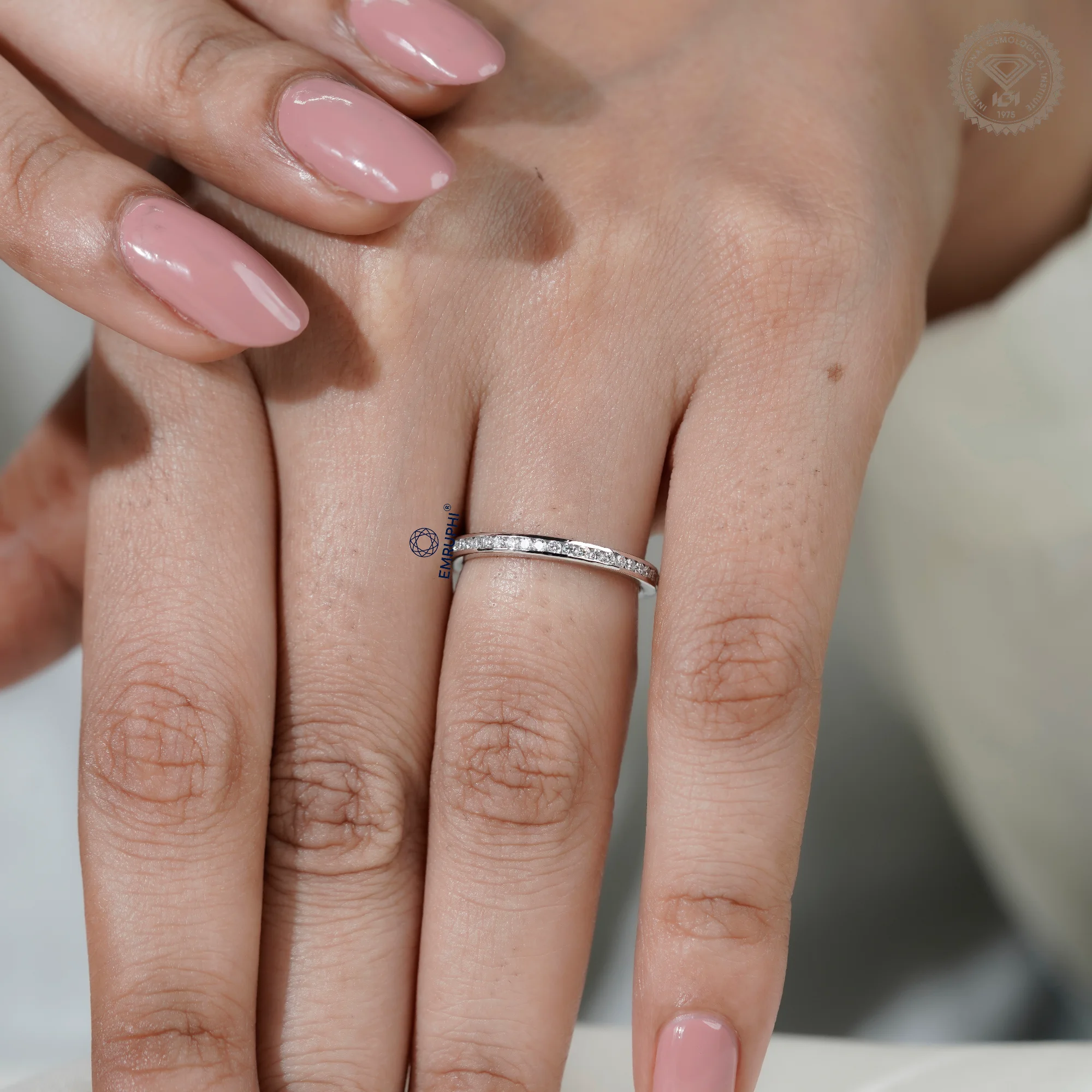 14K Round Cut Diamond Wedding Band For Women, Channel Set Eternity Ring — view 14