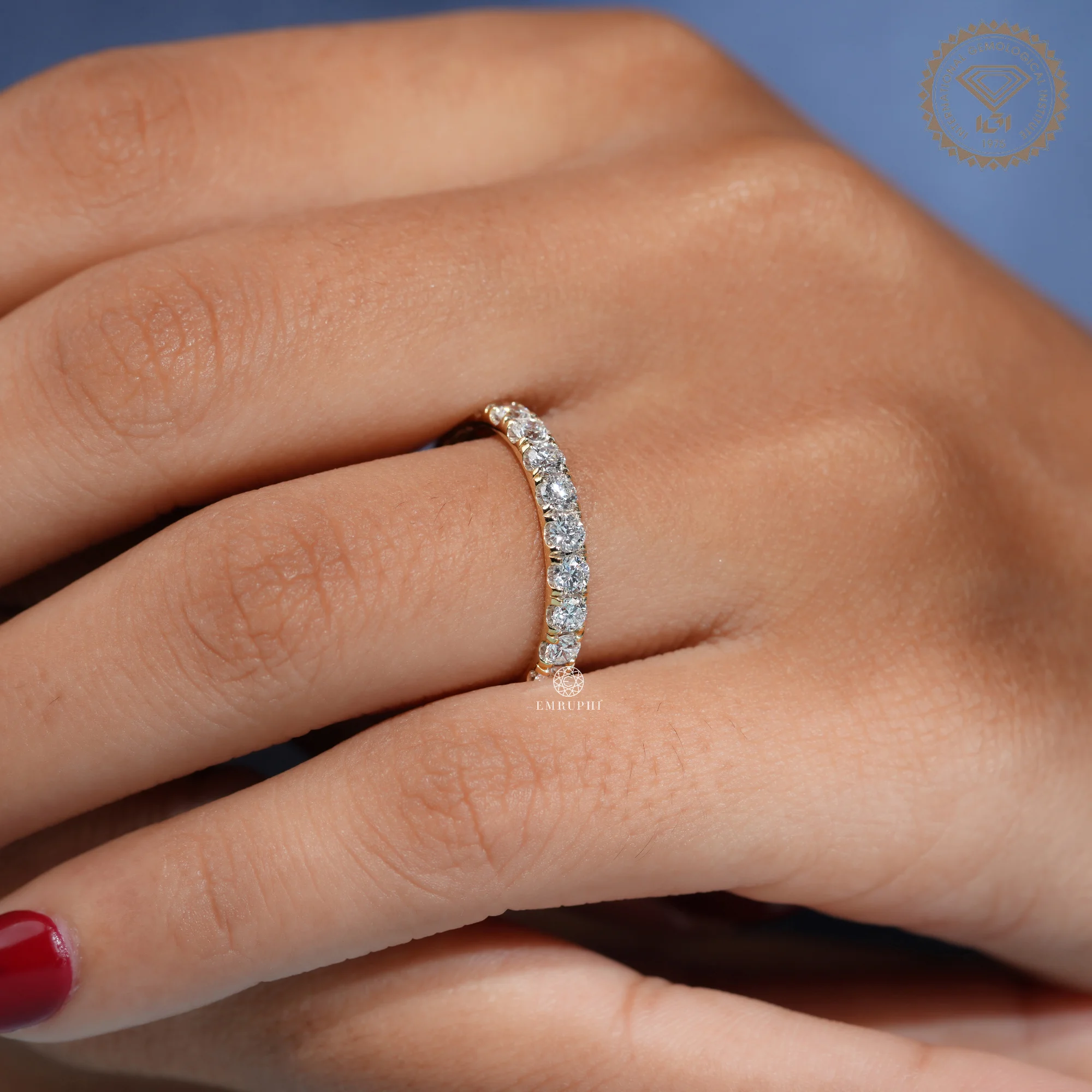 Round Lab Grown Diamond Eternity Band, Prong Wedding Ring, Anniversary Band — view 9