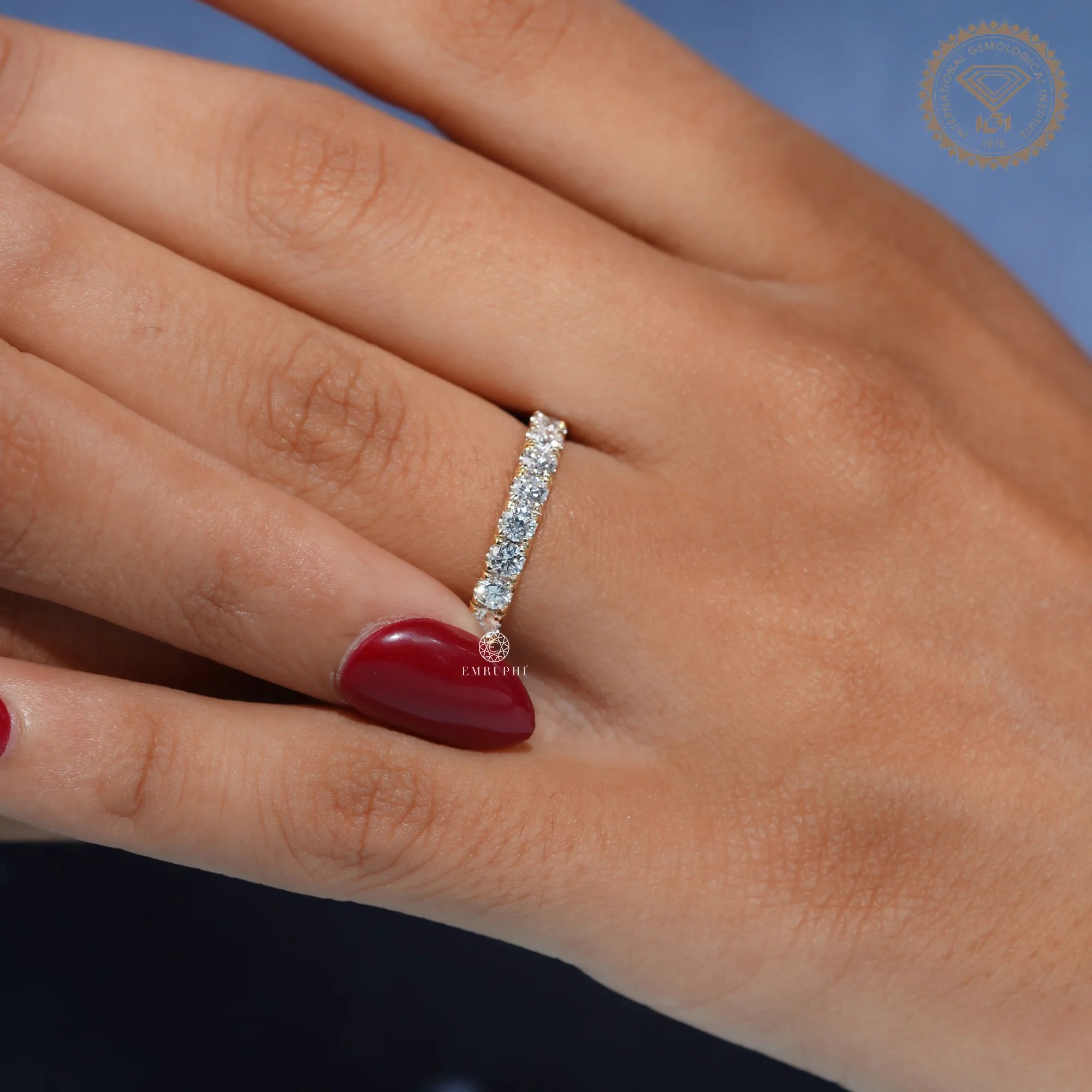 Round Lab Grown Diamond Eternity Band, Prong Wedding Ring, Anniversary Band — view 7