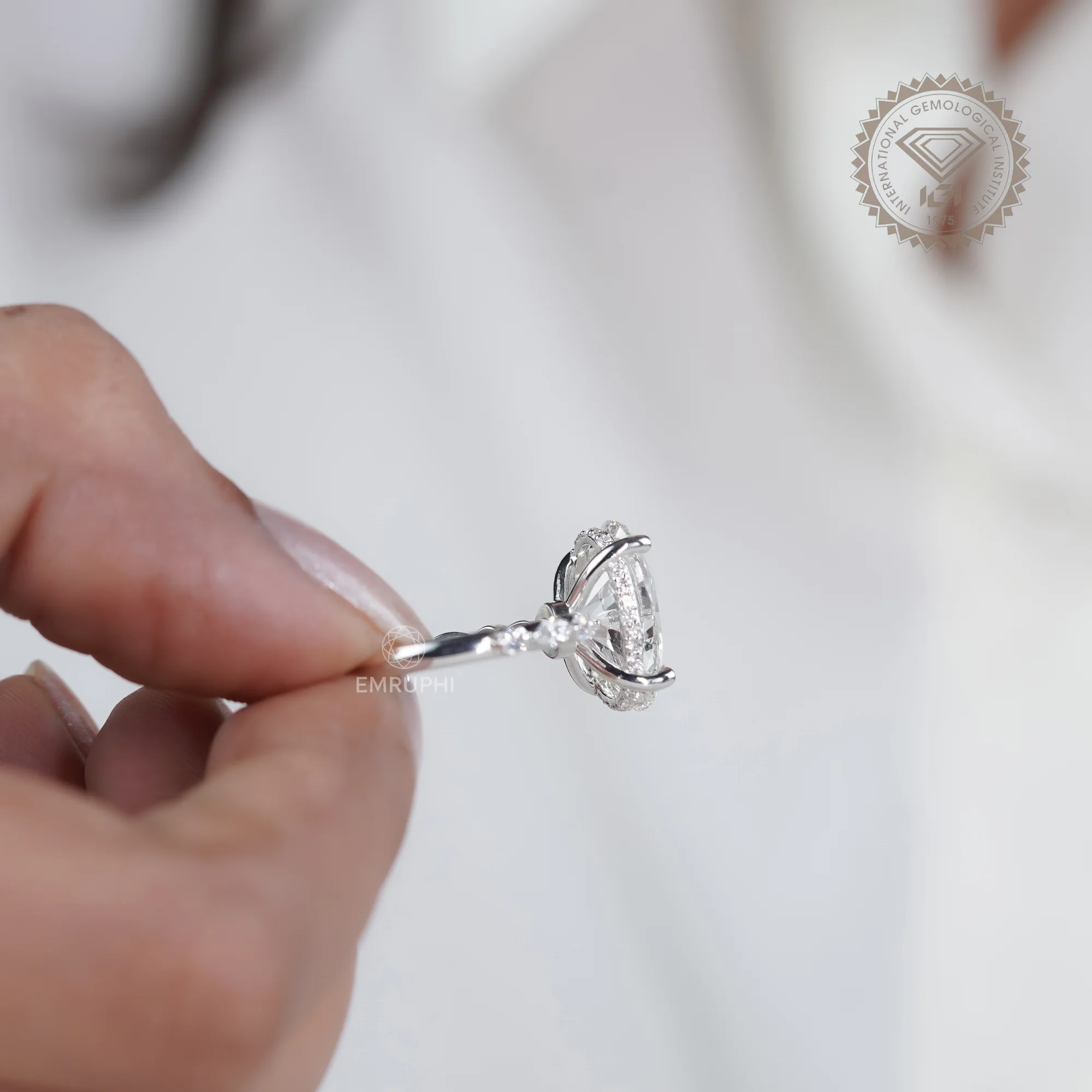 Brilliant Oval Cut Solitaire Engagement Ring, Oval Lab Diamond Anniversary Ring, Oval Proposal Ring for Her — view 13