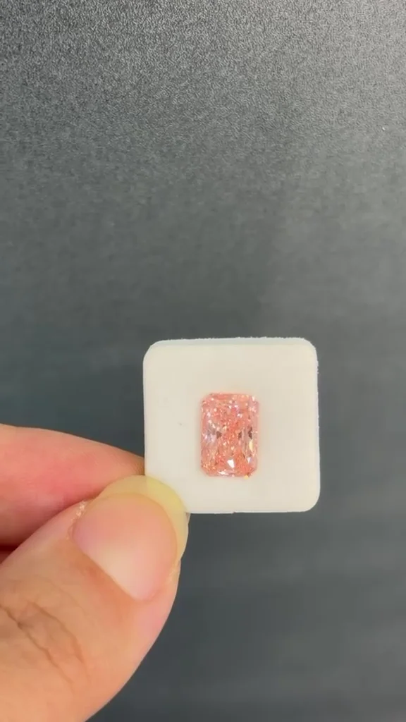 Fancy Pink Radiant Cut Lab Grown Diamond, IGI Certified Loose Diamond, Pink CVD Diamond