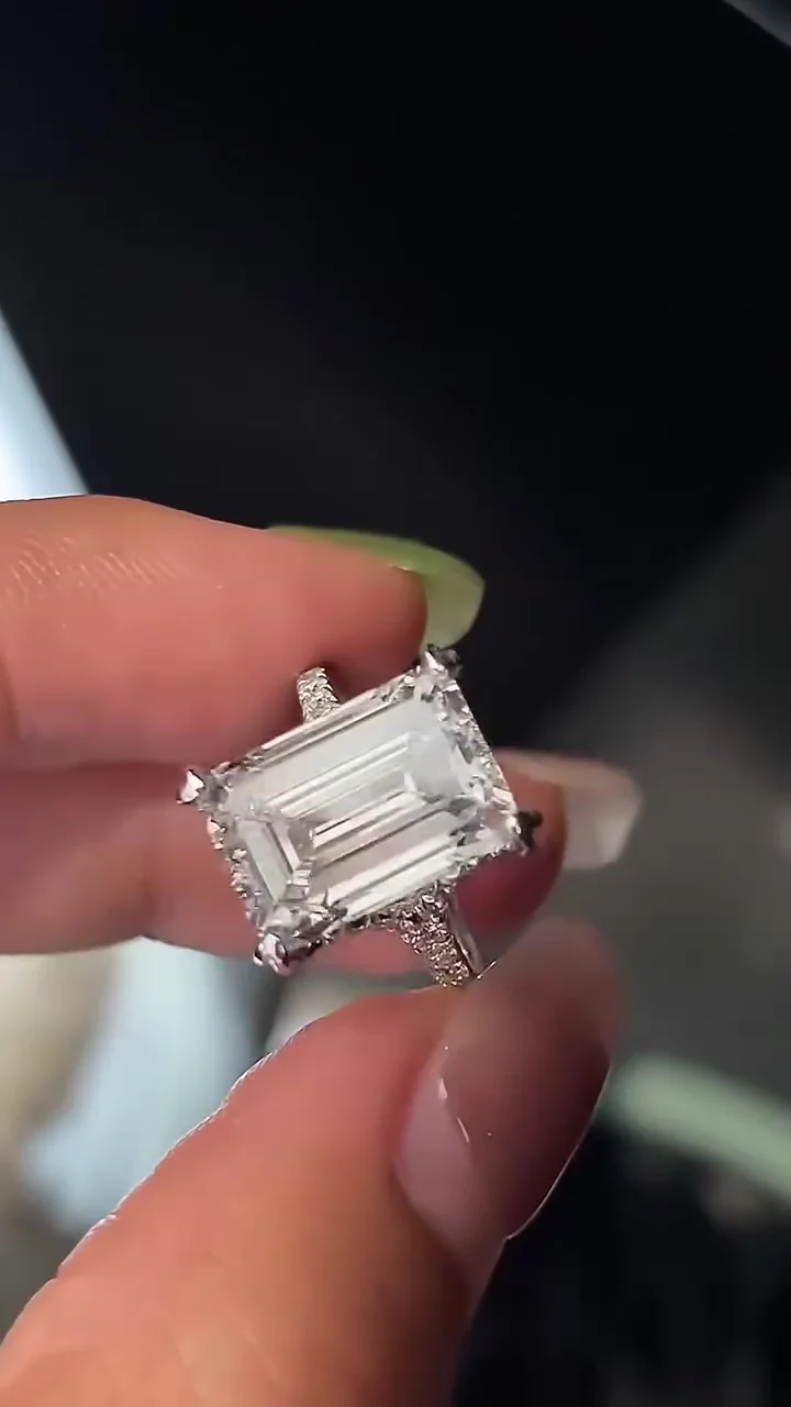 Emerald Cut Lab Grown Diamond Engagement Ring