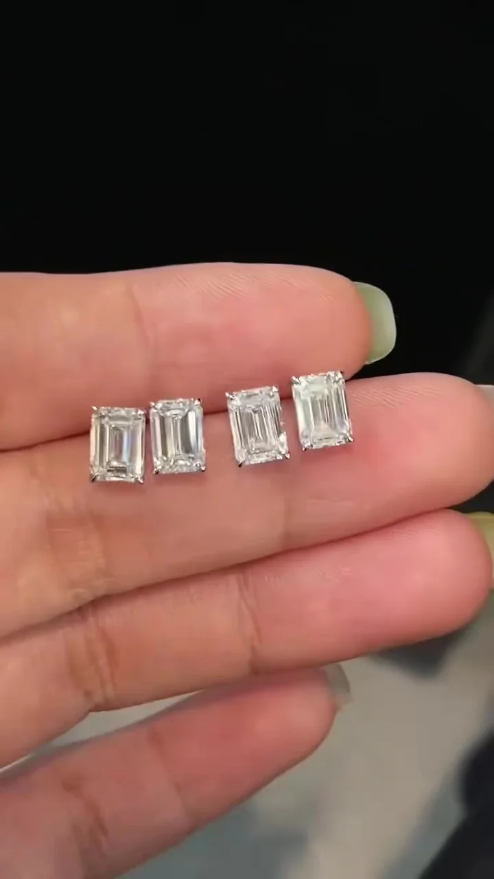 Emerald Cut Lab Grown Diamond Stud Earrings
