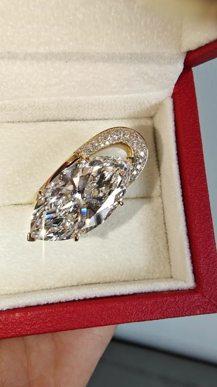 Marquise Lab Grown Diamond Ring, Double Marquise Cluster Ring