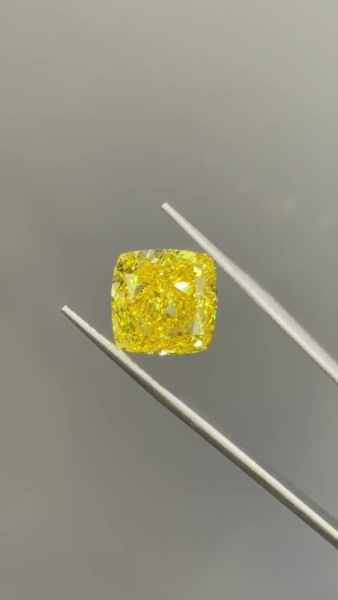 Canary Yellow Cushion Cut Gemstone, Fancy Vivid Yellow Loose Diamond Alternative, Engagement Ring Center Stone