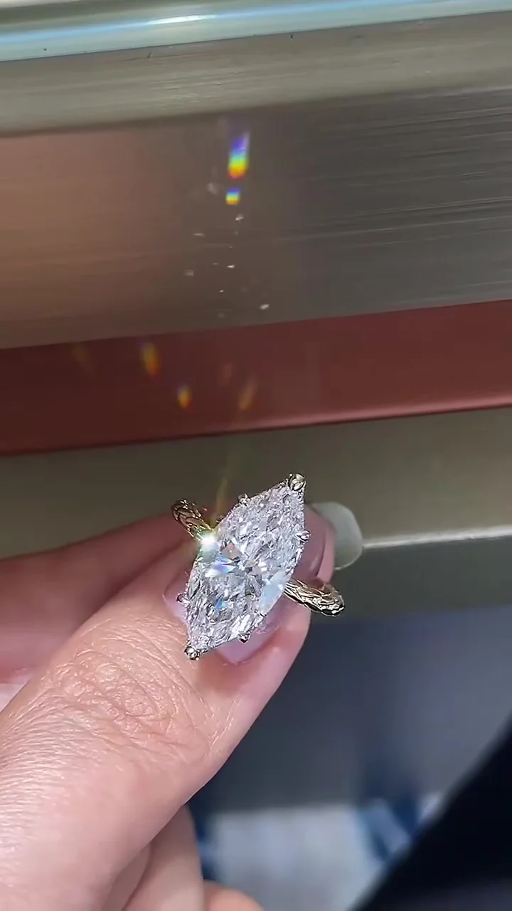 5 CT Marquise Cut Lab Grown Diamond Engagement Ring