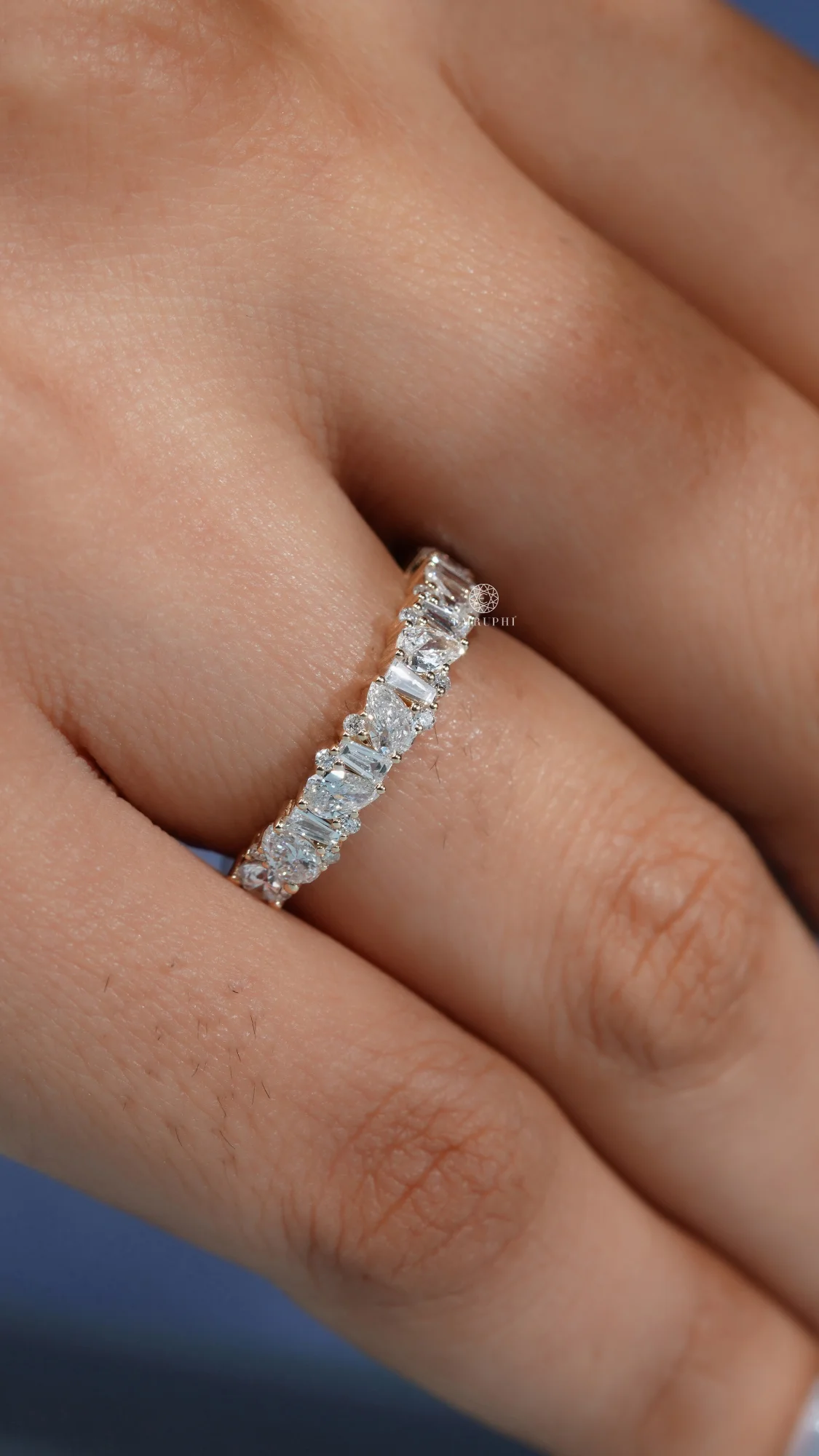 Pear and Baguette Lab Grown Diamond Wedding Band