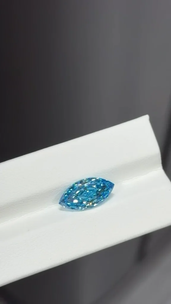 Vivid Blue Marquise Cut Lab Grown Diamond, IGI Certified Loose Diamond